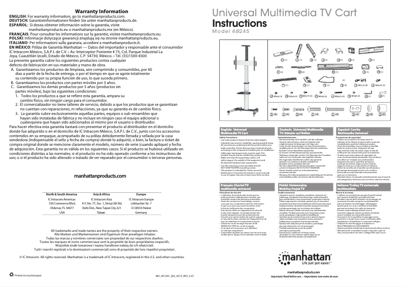 Page 1 de la notice Manuel utilisateur Manhattan 461245