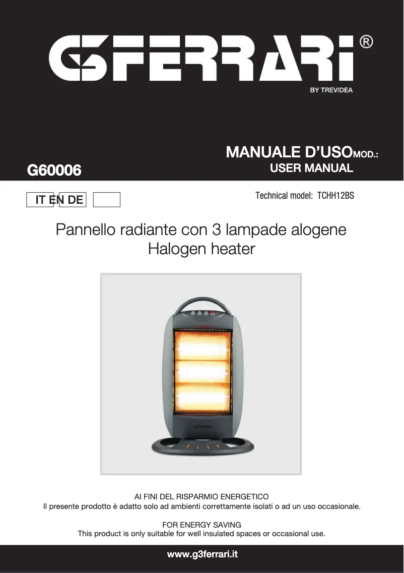 Image de la première page du manuel de l'appareil G60006