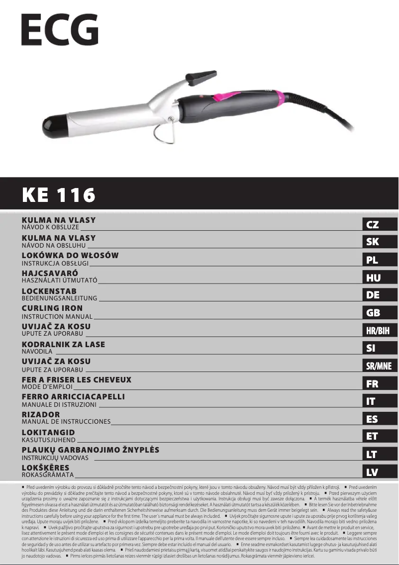 First page image of the manual for KE 116