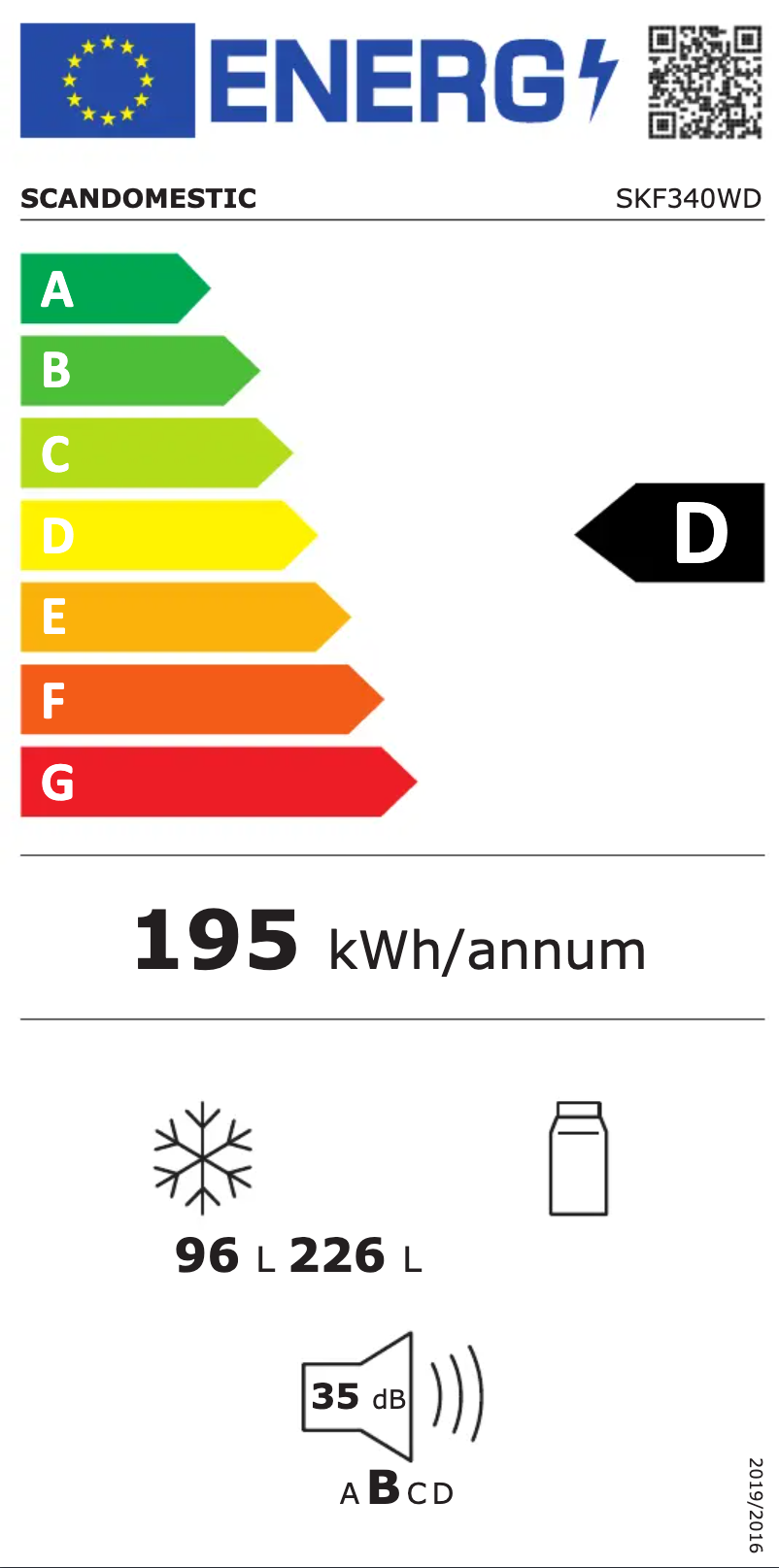 Page n°1 - Label énergétique Scandomestic SKF340WD