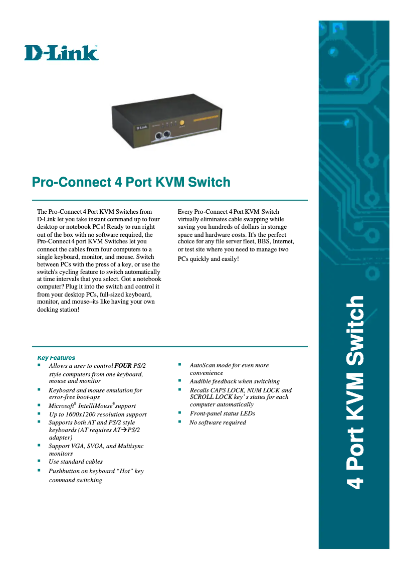 Page 1 de la notice Fiche technique D-Link DKVM-4
