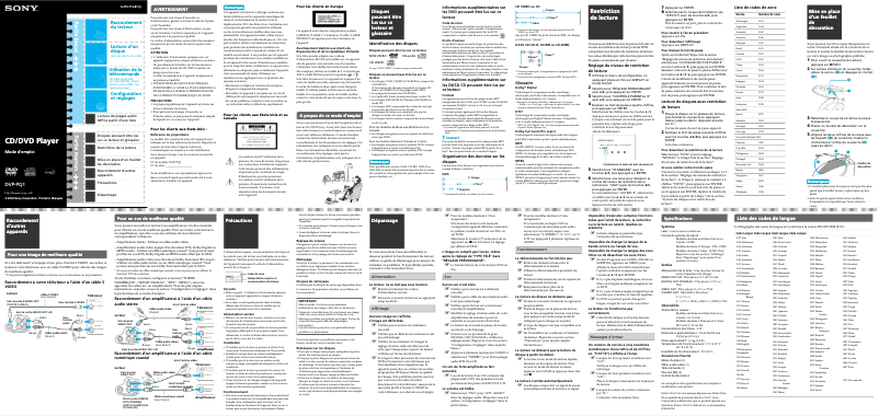 Page 1 de la notice Manuel utilisateur Sony DVP-PQ1