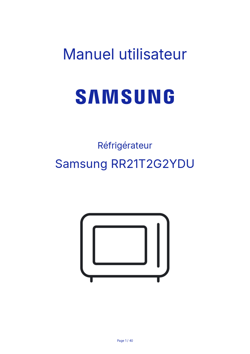 Page n°1 - Manuel utilisateur Samsung RR21T2G2YDU