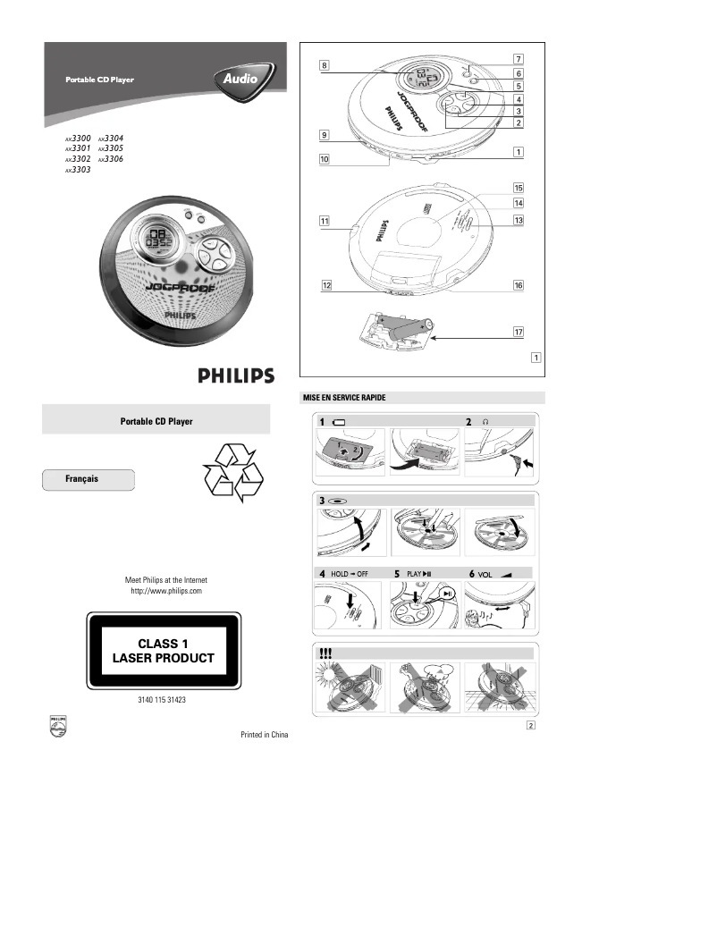 Page 1 de la notice Manuel utilisateur Philips AX3303