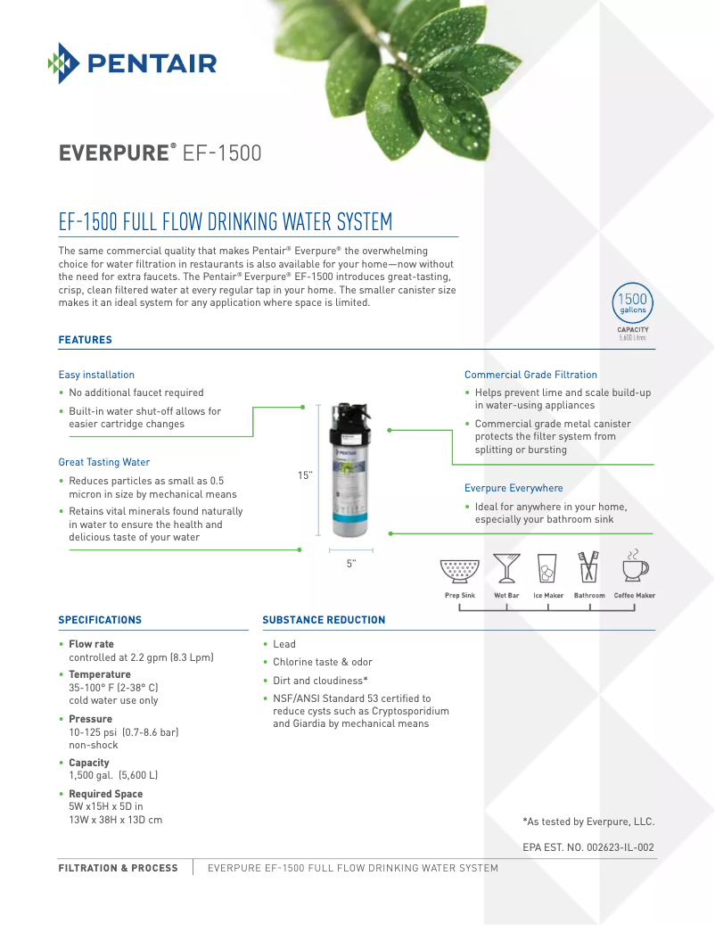 Page n°1 - Fiche technique Everpure EF-1500