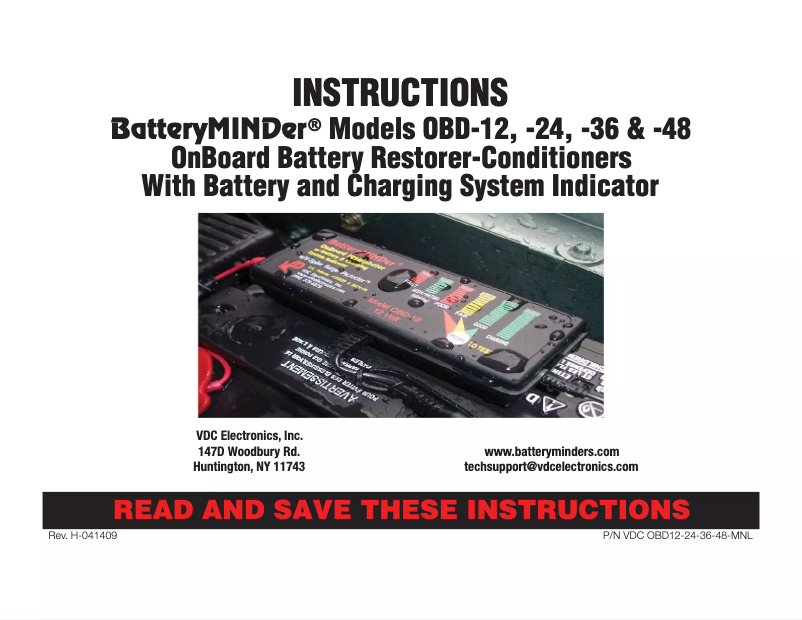 Page 1 de la notice Manuel utilisateur BatteryMINDer OBD-48V