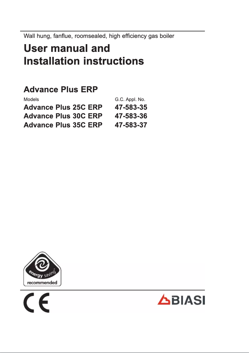 Página 1 del manual Manual de usuario Biasi Advance Plus Combi 25C ERP