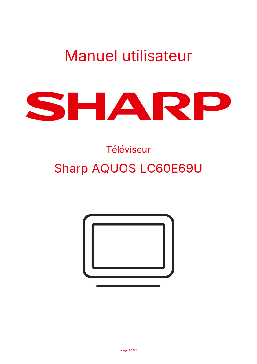 Page n°1 - Manuel utilisateur Sharp AQUOS LC60E69U