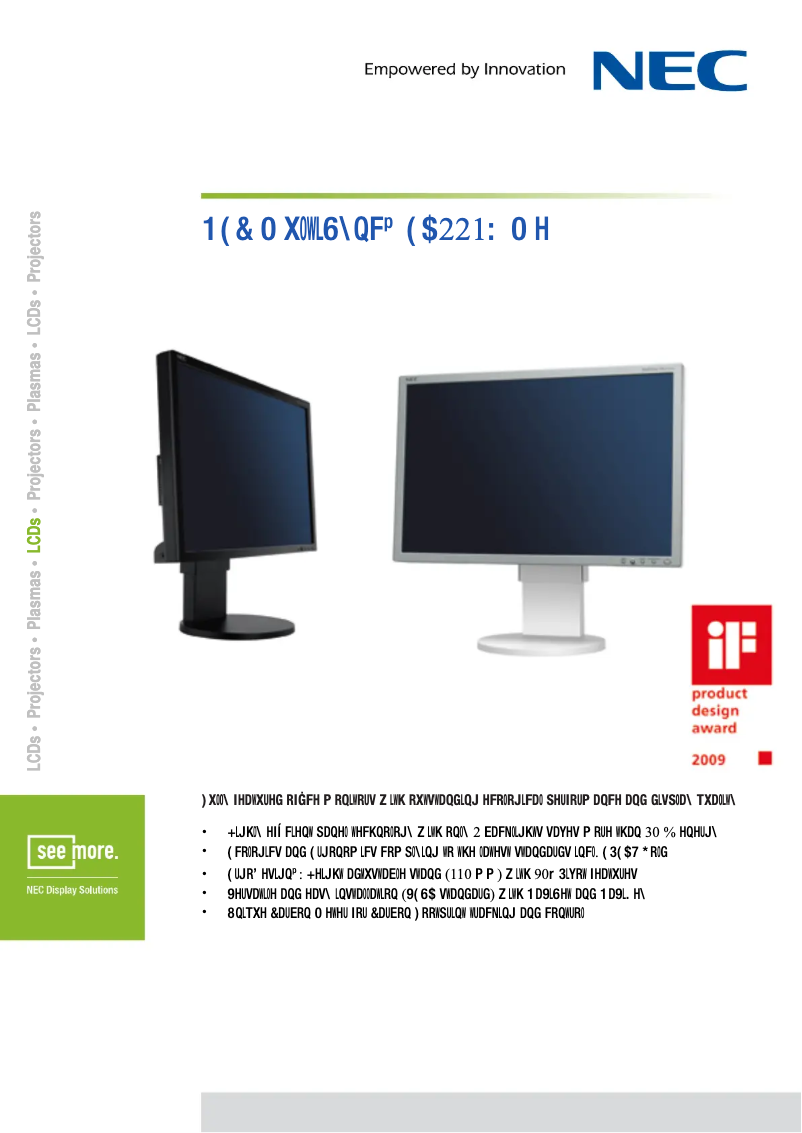 Página 1 del manual Ficha técnica NEC MultiSync EA221WMe