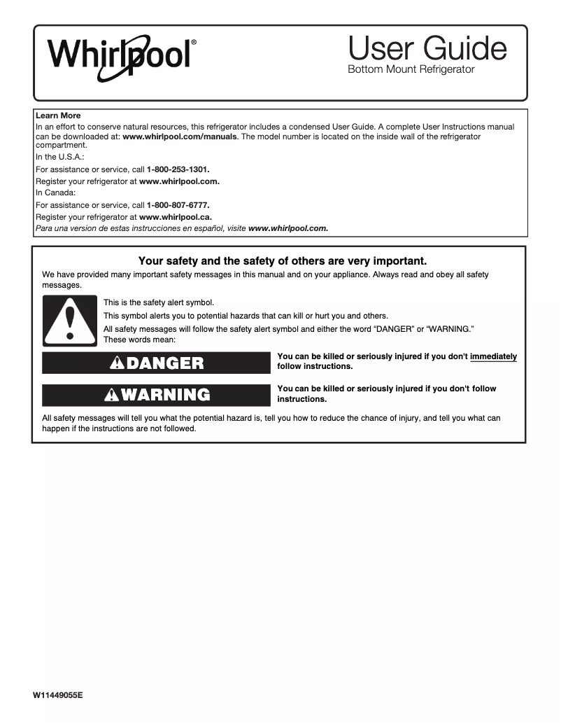 Image de la première page du manuel de l'appareil WRB533CZJZ