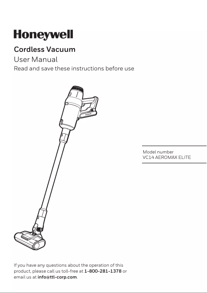 Page n°1 - Manuel utilisateur Honeywell VC14 AEROMAX ELITE