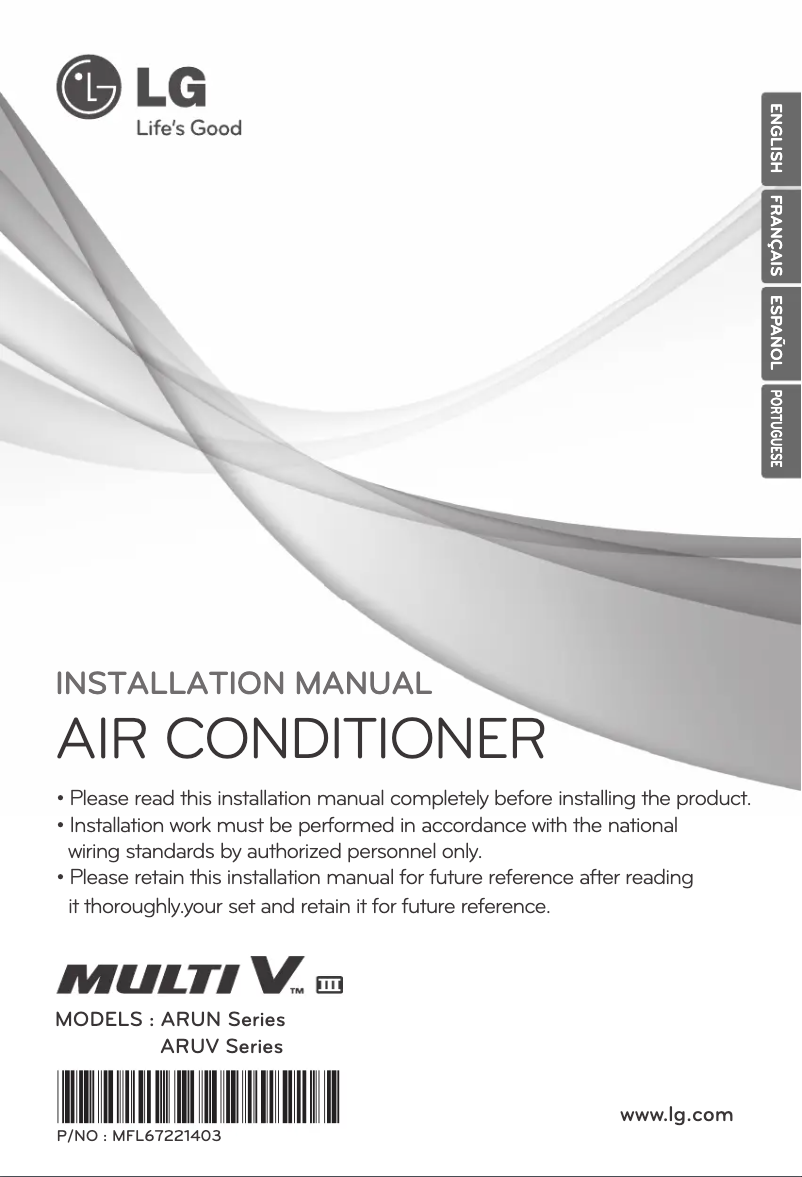 Page 1 of the manual User Manual LG ARUV180BT3