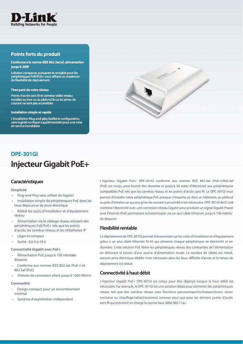 Page n°1 - Fiche technique D-Link DPE-301GI