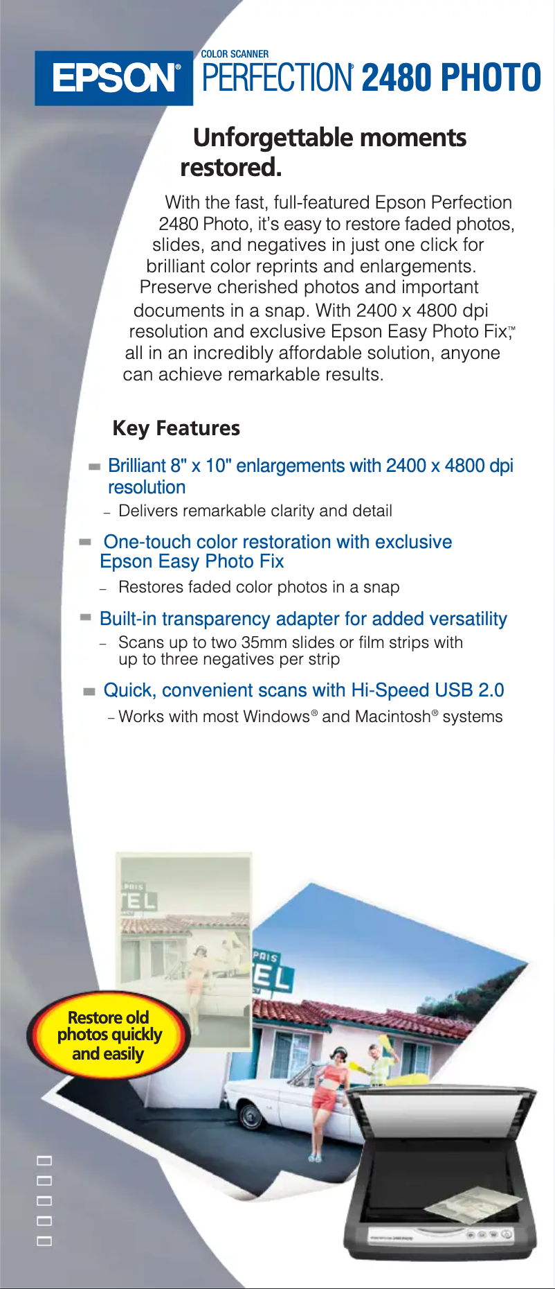 Imagen de la primera página del manual del dispositivo Perfection 2480 Photo