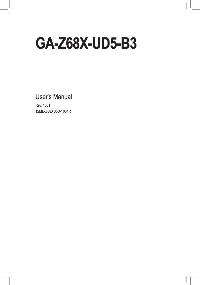 Page n°1 - Manuel utilisateur Gigabyte GA-Z68X-UD5-B3