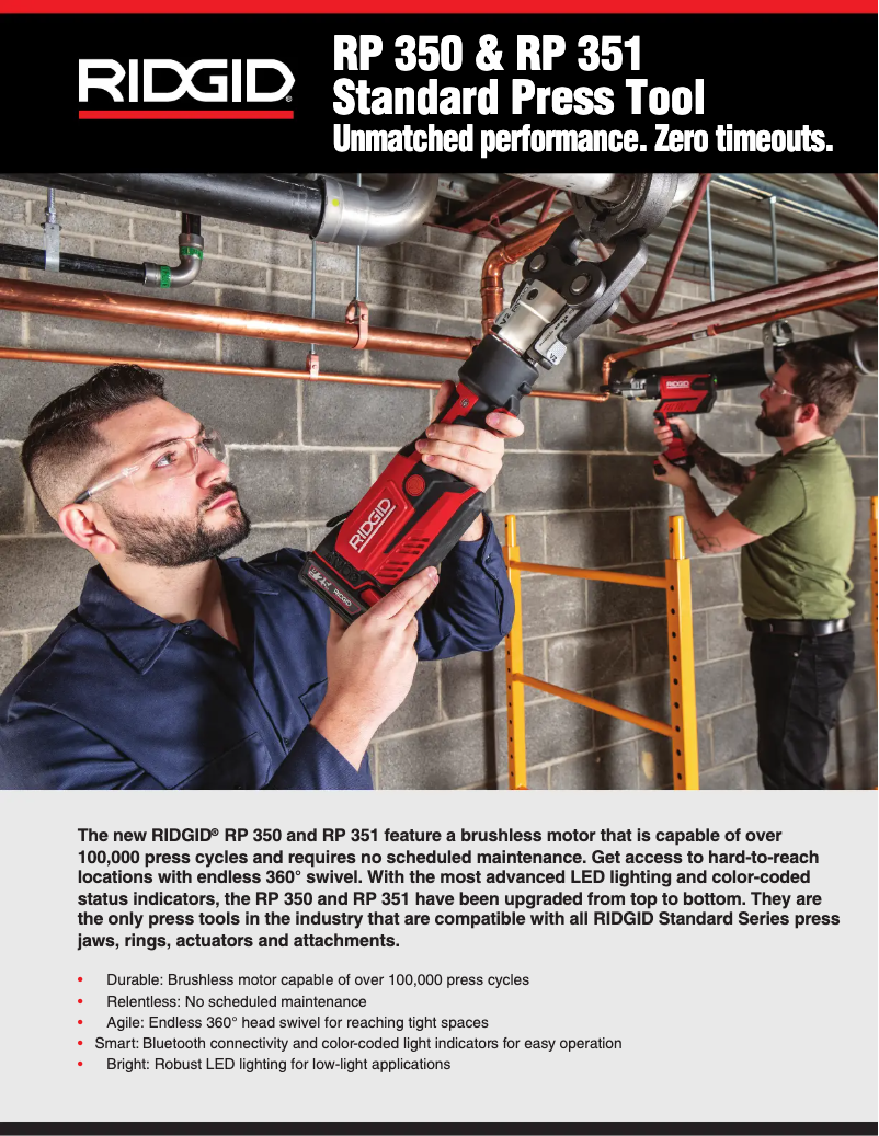 Page 1 de la notice Catalogue Ridgid RP 350