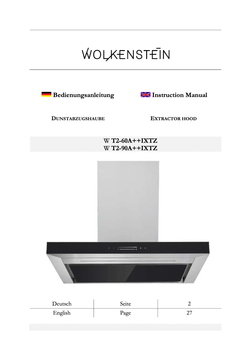 Page n°1 - Manuel utilisateur Wolkenstein W T2-90A++IXTZ