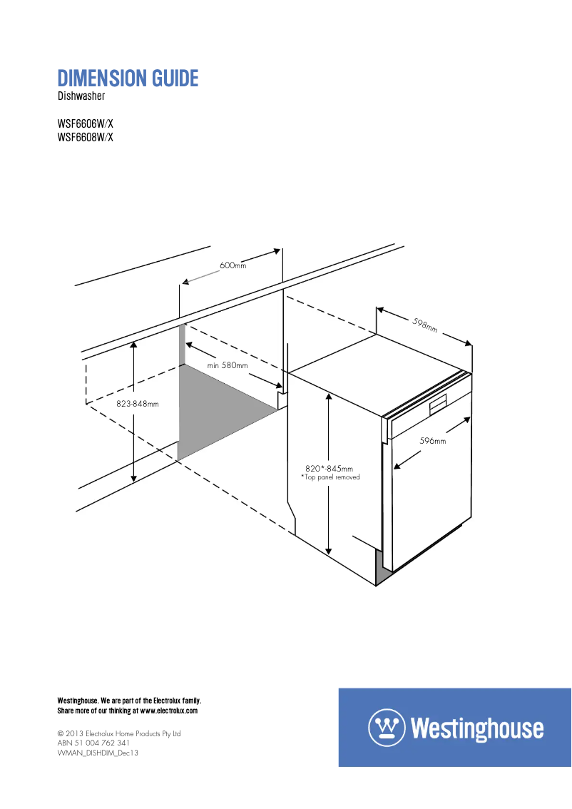 Image de la première page du manuel de l'appareil WSF6608X
