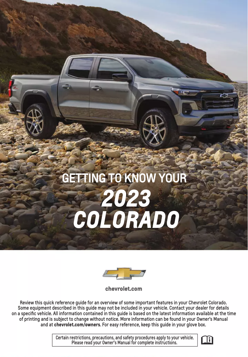 Page 1 de la notice Guide de démarrage rapide Chevrolet Colorado (2023)