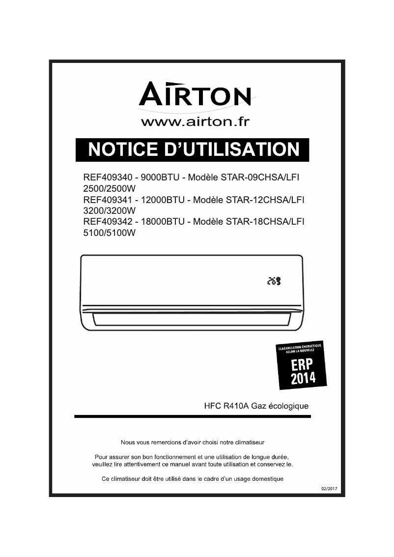 Image de la première page du manuel de l'appareil STAR-12CHSA/LFI