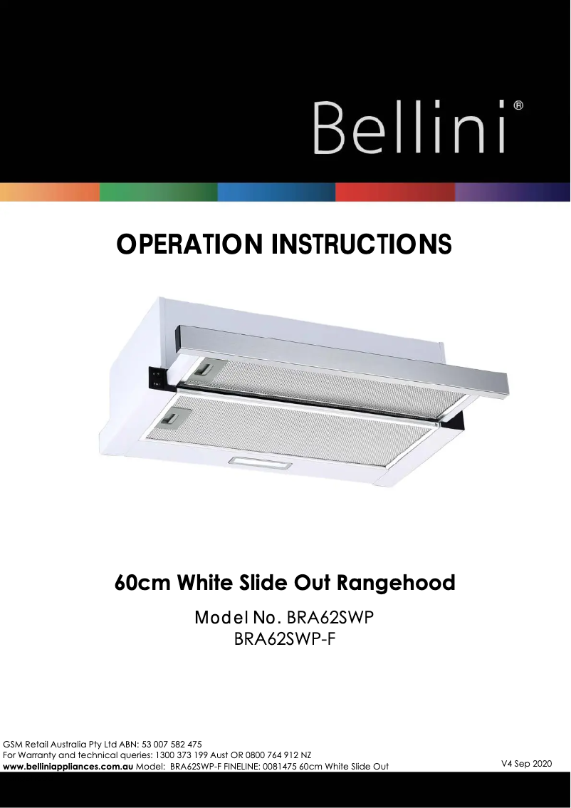 Page n°1 - Manuel utilisateur Bellini BRA62SWP