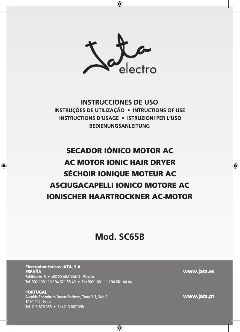 Page 1 de la notice Manuel utilisateur Jata SC65B