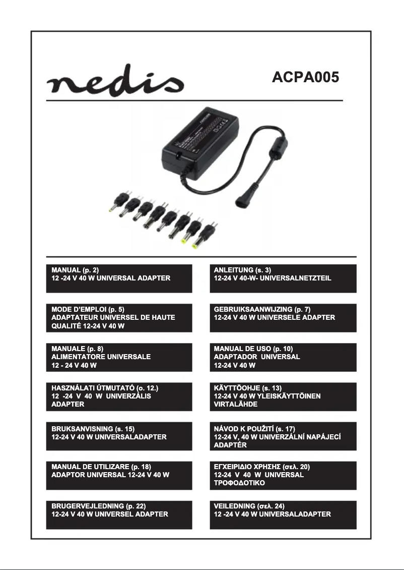 Page n°1 - Manuel utilisateur Nedis ACPA005