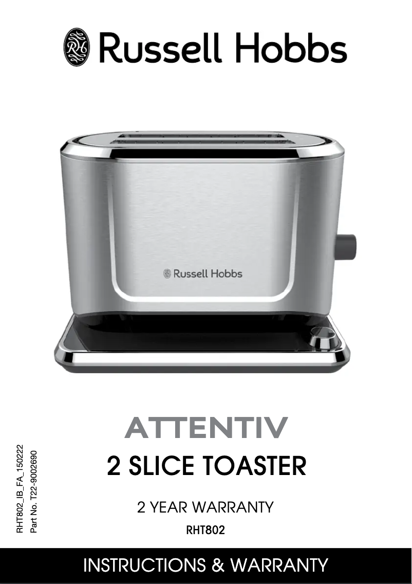 Page 1 de la notice Manuel utilisateur Russell Hobbs Attentiv RHT802