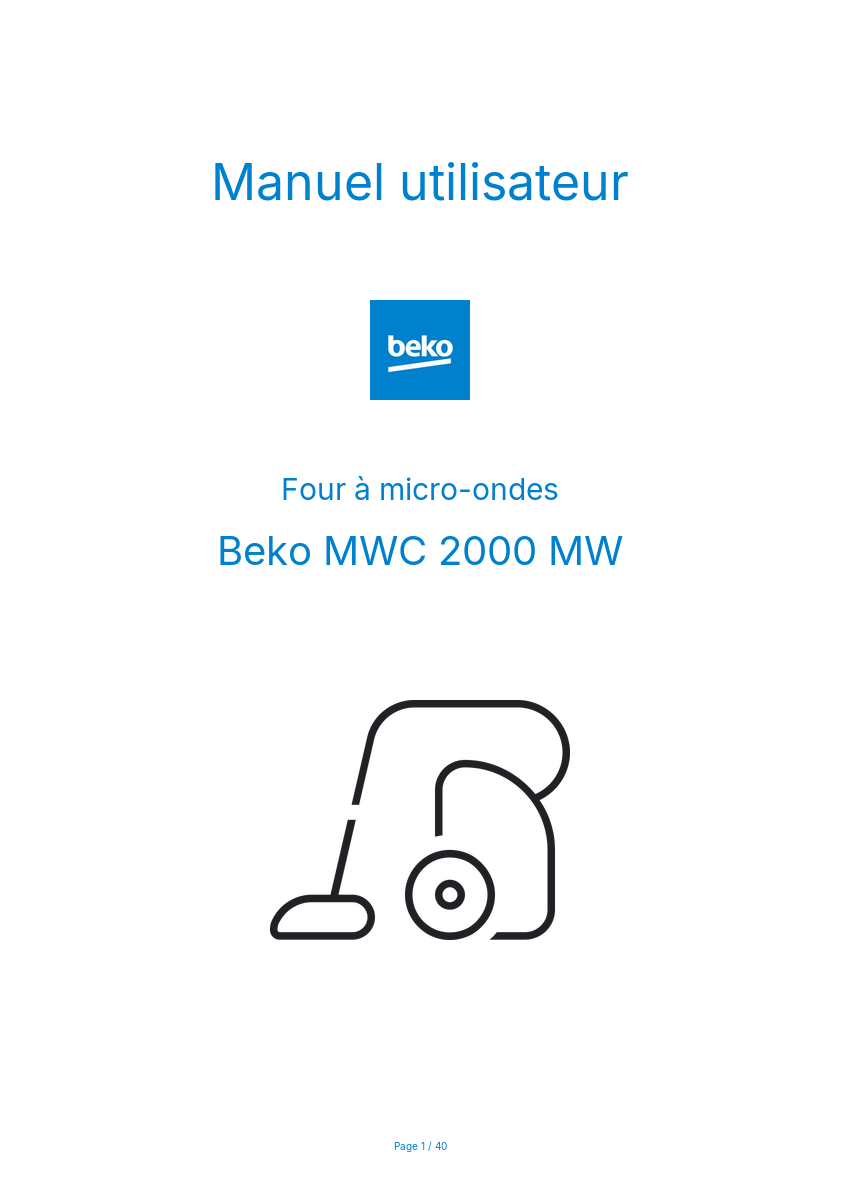Image de la première page du manuel de l'appareil MWC 2000 MW