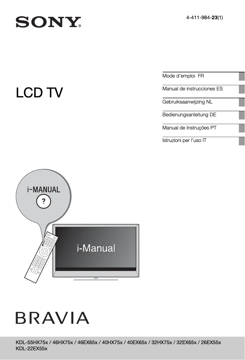 Page 1 de la notice Manuel utilisateur Sony Bravia KDL-55HX759