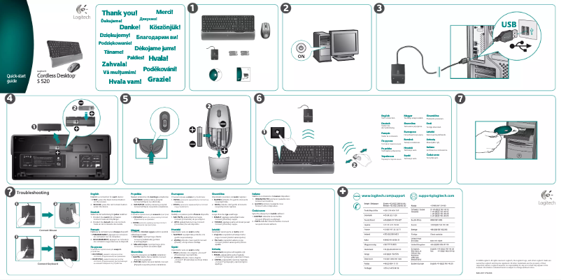 Page 1 de la notice Manuel utilisateur Logitech Cordless Desktop S520