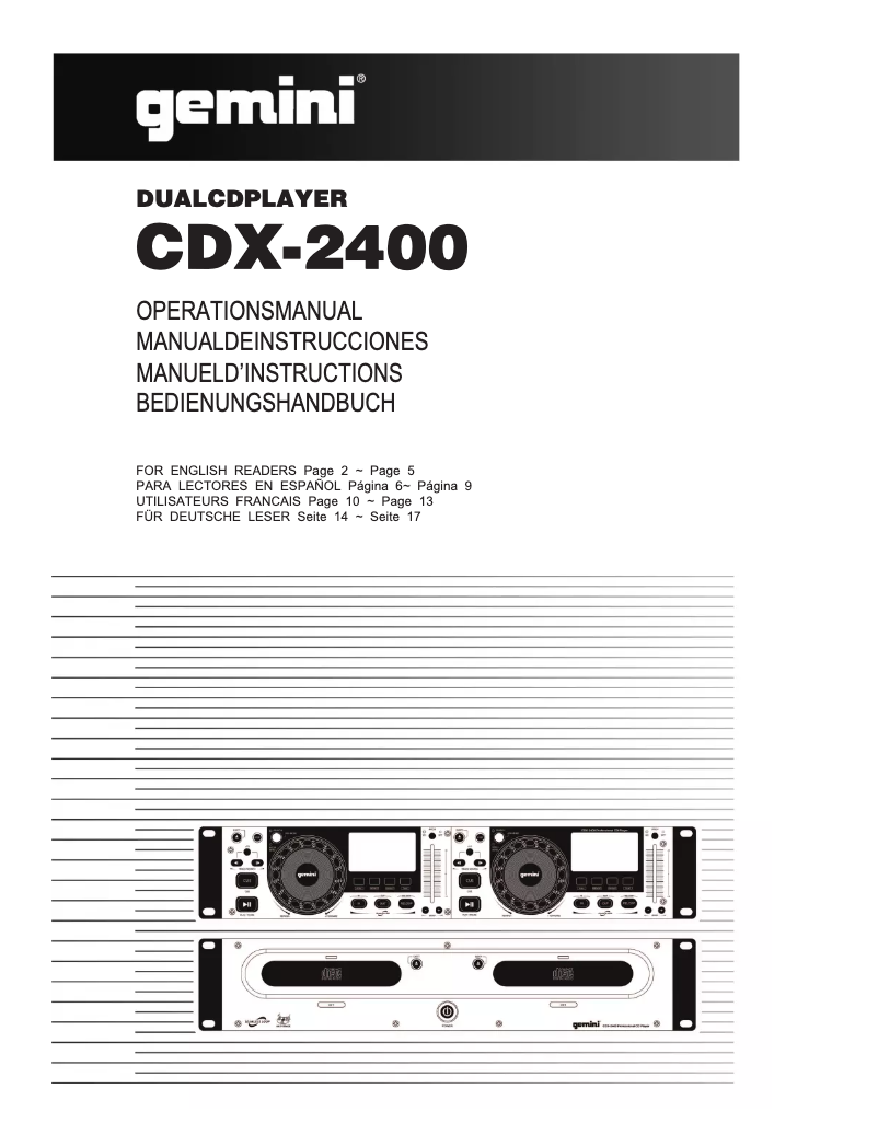 Image de la première page du manuel de l'appareil CDX 2400