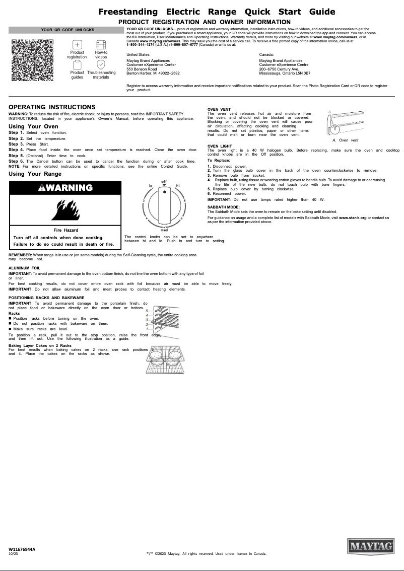 Page 1 de la notice Guide de démarrage rapide Maytag MER6600FZ