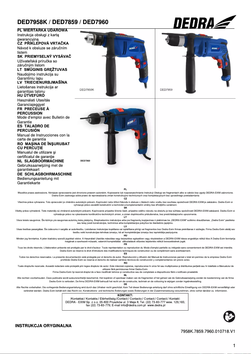 Image de la première page du manuel de l'appareil DED7958K