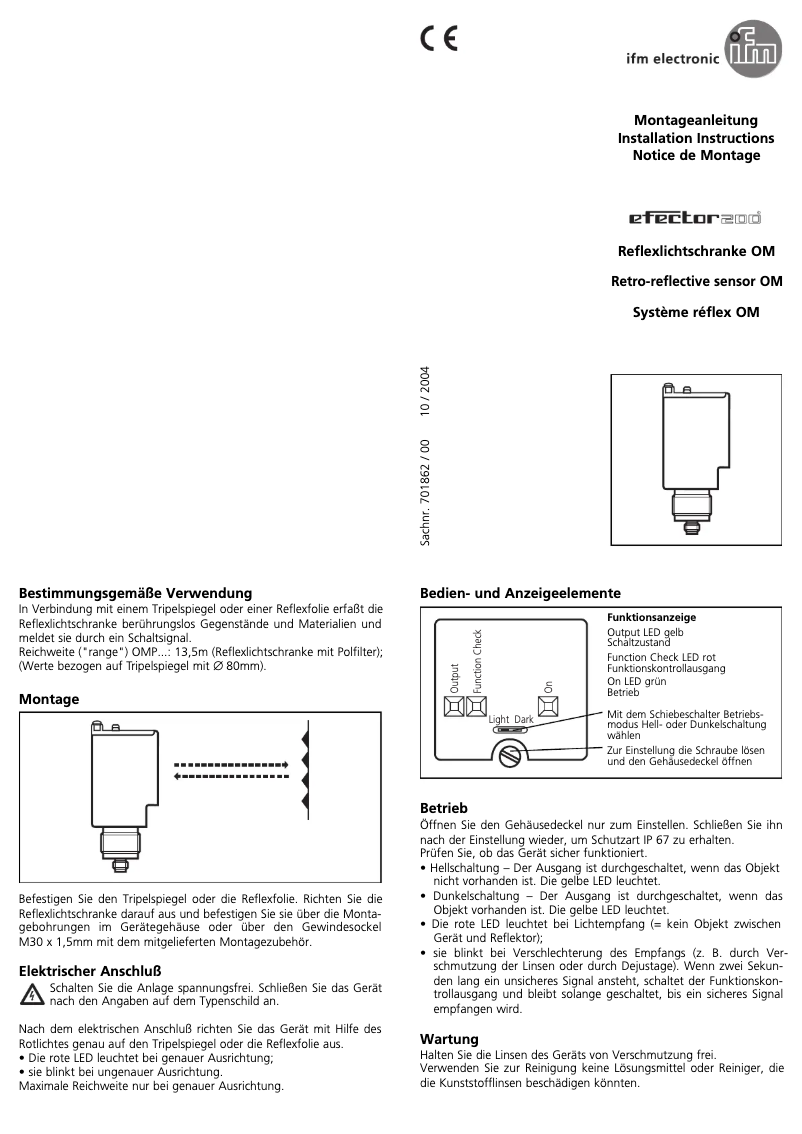 Page n°1 - Manuel utilisateur IFM OM5003