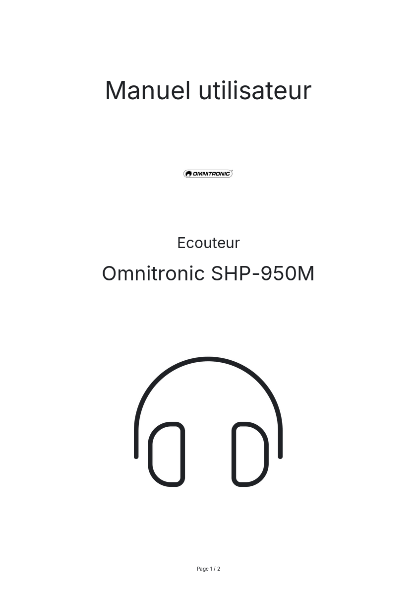 Page n°1 - Manuel utilisateur Omnitronic SHP-950M