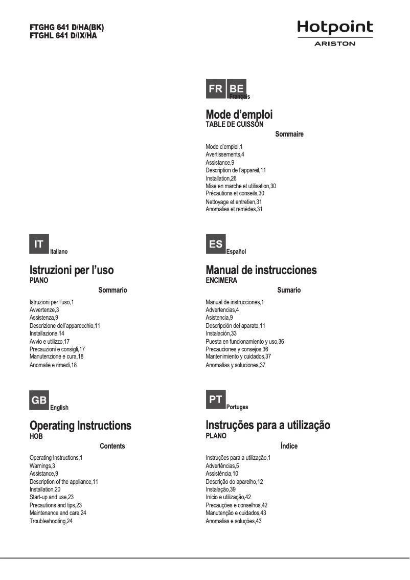 Página 1 del manual Manual de usuario Hotpoint FTGHG 641 D H BK