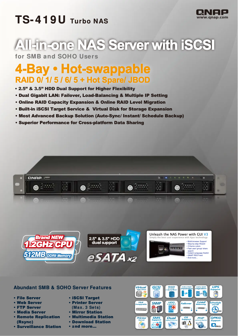 Page n°1 - Fiche technique QNAP TS-419U