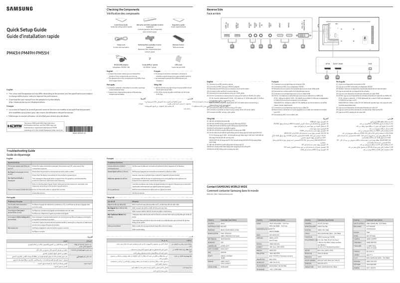 Page 1 de la notice Guide d'installation Samsung PM43H