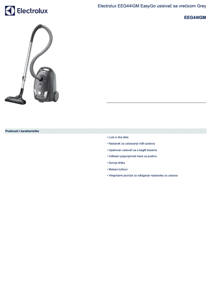 Página 1 del manual Ficha técnica Electrolux EEG44IGM