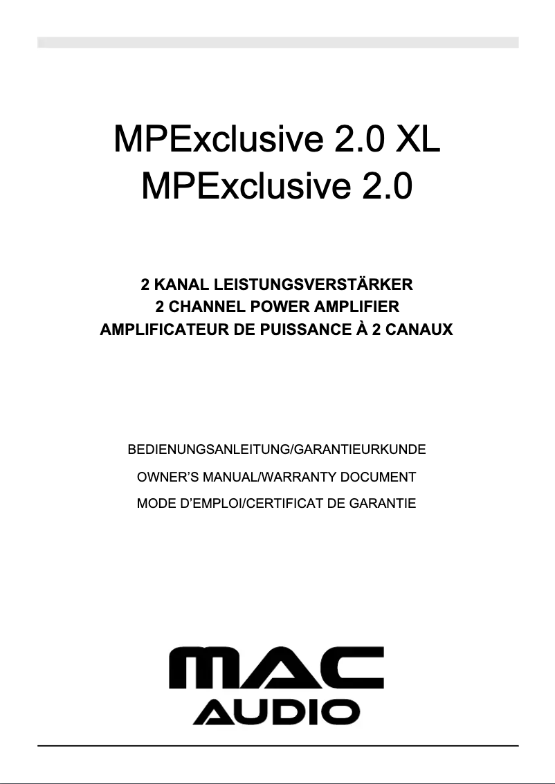 Image de la première page du manuel de l'appareil MPExclusive 2.0