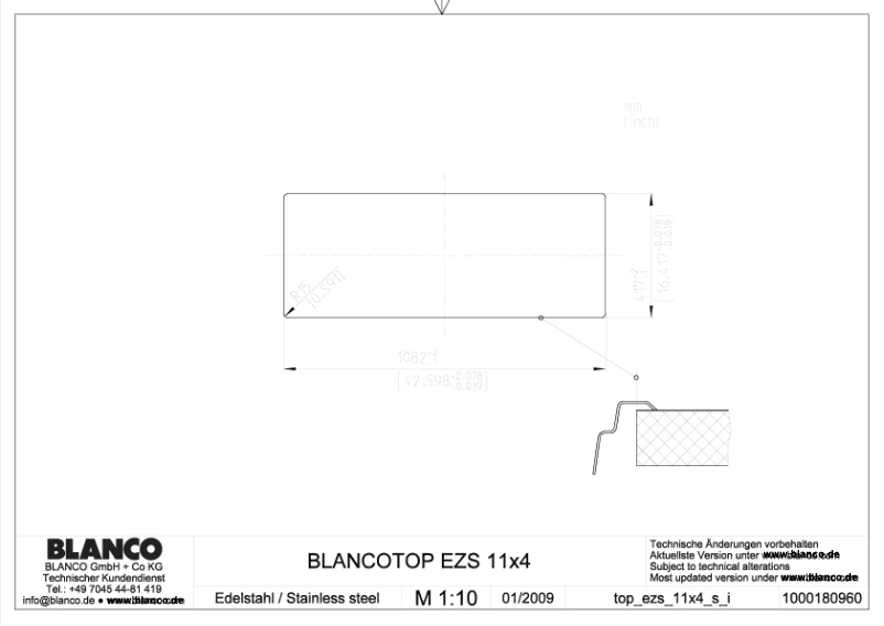 Page 1 de la notice Manuel utilisateur BLANCO EZS 11 x 4