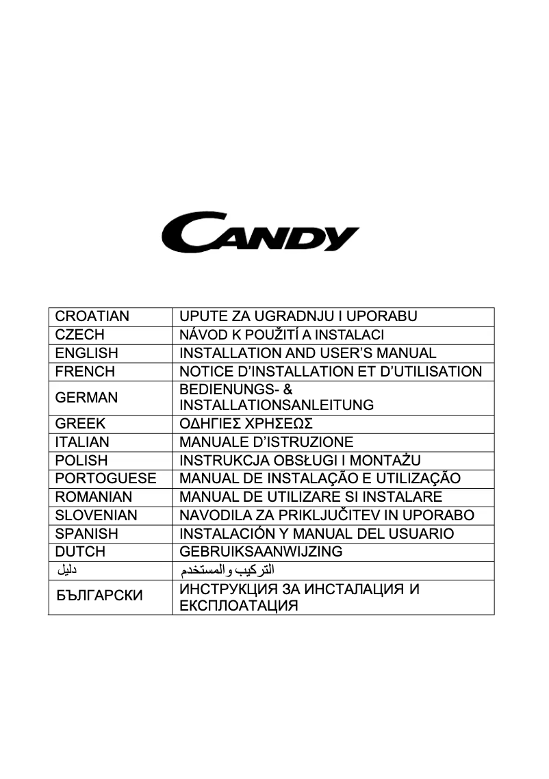 Page 1 de la notice Manuel utilisateur Candy CTS9CEX