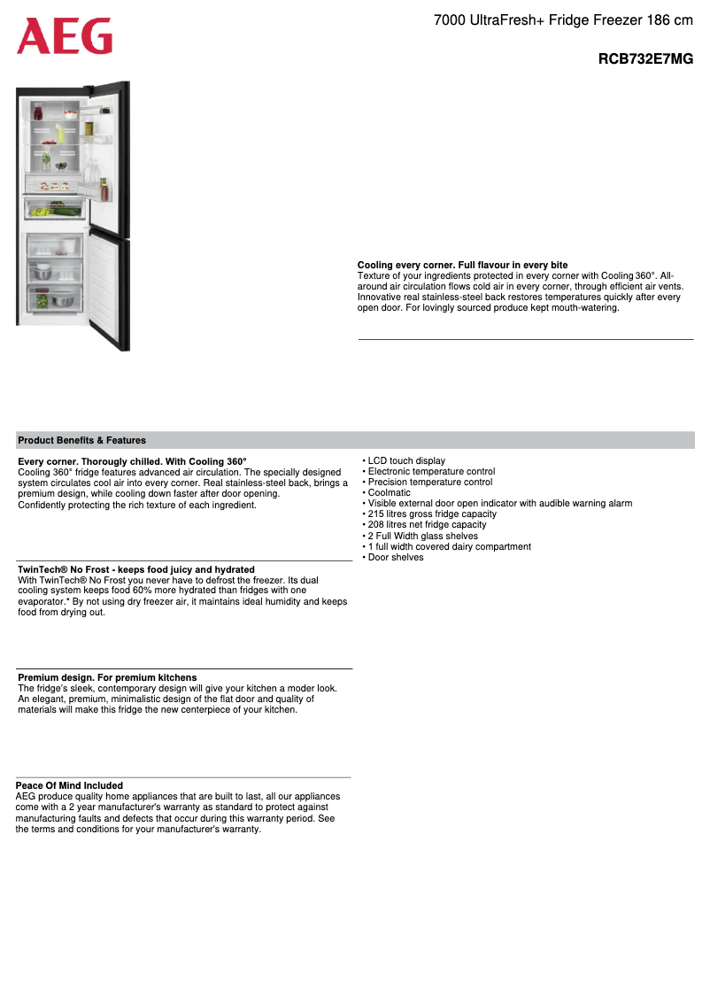 Página 1 del manual Ficha técnica AEG RCB732E7MG