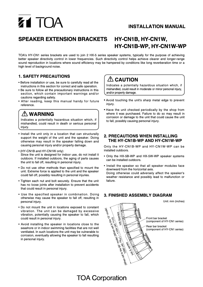 Página 1 del manual Manual de usuario TOA HY-CN1-WP