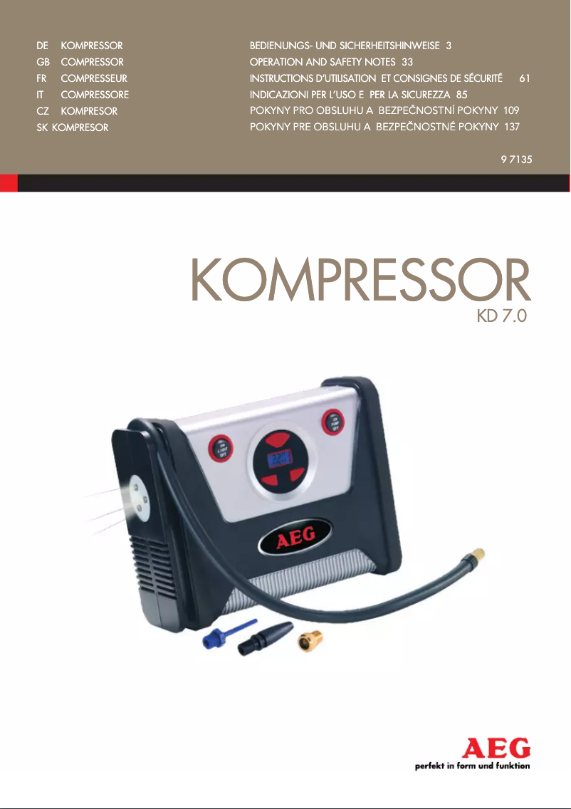 Página 1 del manual Manual de usuario AEG KD 7,0