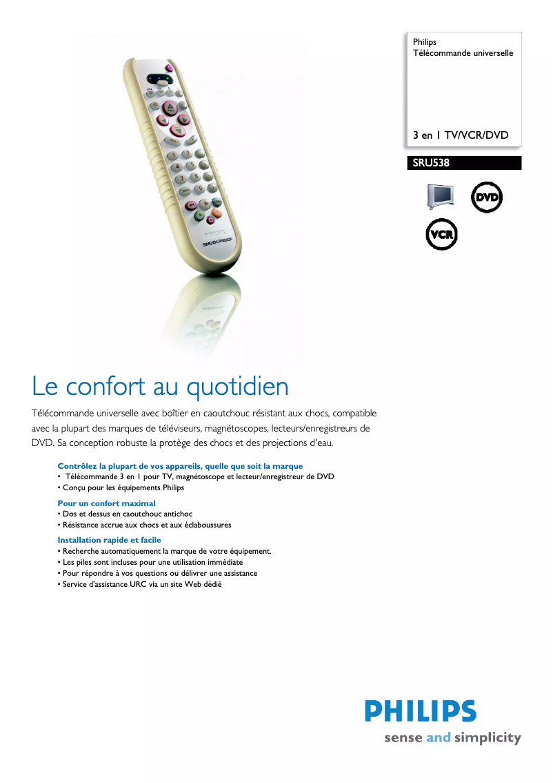 Page n°1 - Fiche technique Philips SRU538