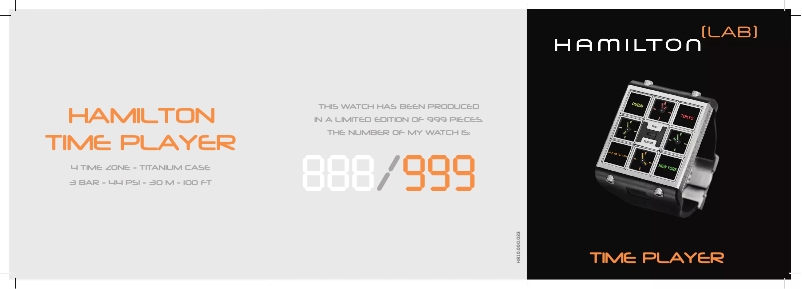 Page 1 de la notice Manuel utilisateur Hamilton Time Player