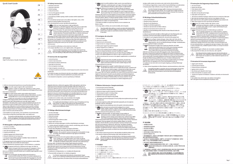 Page n°1 - Guide de démarrage rapide Behringer HPS3000