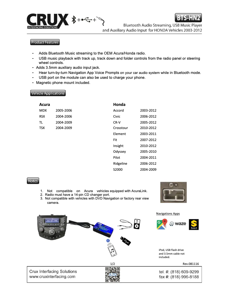 Página 1 del manual Manual de usuario CRUX BTS-HN2